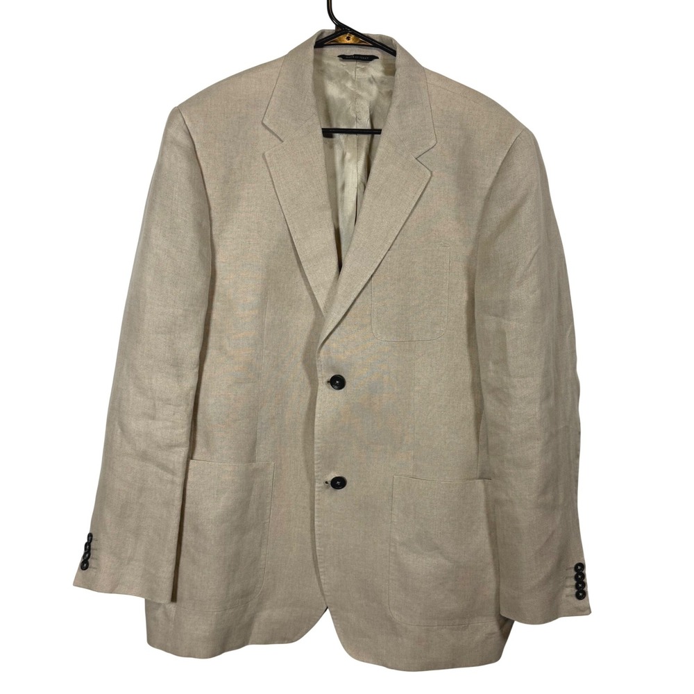 Banana Republic Made in Italy 100% Linen Blazer Sport Coat Tan Beige 44R